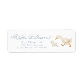 Etiqueta Silly Goose Blue Baby Shower Return Address