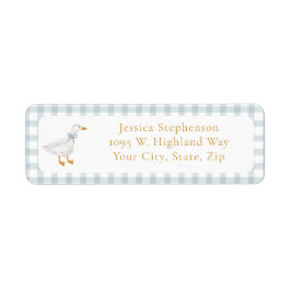 Etiqueta Silly Goose Blue Gingham Return Address Label