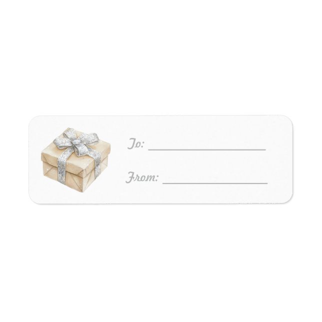 Etiqueta Silver Bow Cream Gift Christmas   (Frente)