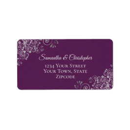 Etiqueta Silver Curls Elegante Plum Purple Casamento Endere