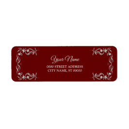 Etiqueta Silver Floral Pattern Red Wedding Return Address