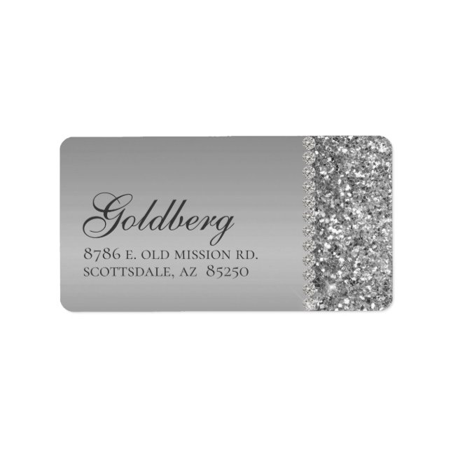 Etiqueta Silver Glitter Bat Mitzvah (Frente)