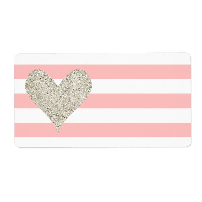 Etiqueta Silver Glitter Heart (Frente)