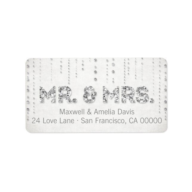 Etiqueta Silver Glitter Olhe Sr. & Sra. Labels (Frente)