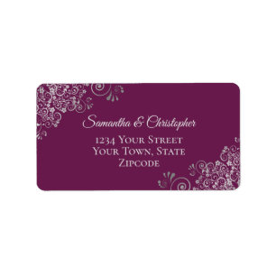 Etiqueta Silver Lace Frills em Crimson Red Wedding Address