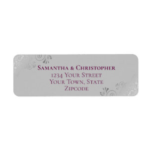 Etiqueta Silver Lace Magenta e Cinza Endereço de Devoluç