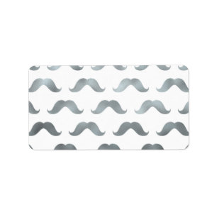 Etiqueta Silver Mustache Faux Foil Metálicos Branco