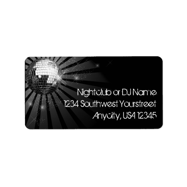 Etiqueta Silver Sparkle Disco Ball Party (Frente)