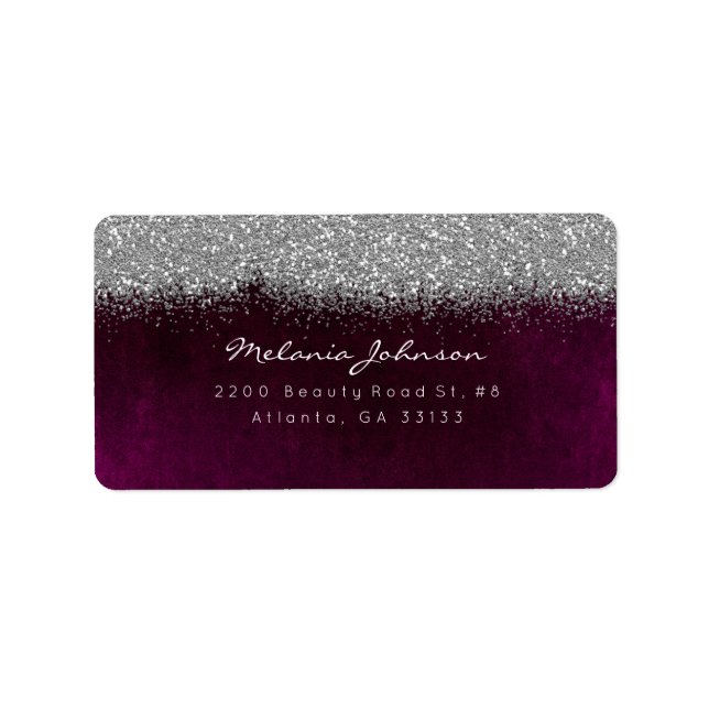 Etiqueta Silver Sparkly Burgunde Velvet (Frente)