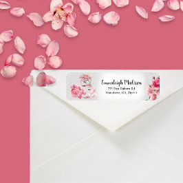 Etiqueta Silver Watercolor Flamingo Return Address