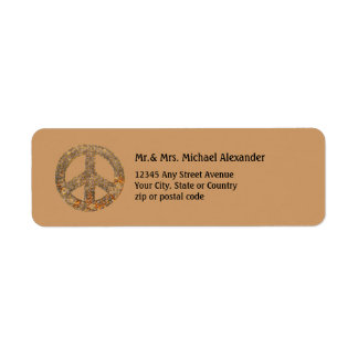 Etiqueta Símbolo de paz Dourado e bege