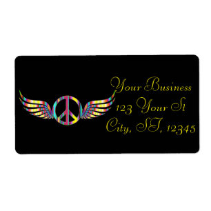 Etiqueta Símbolo de Paz Hippie Winged Thunder_Cove