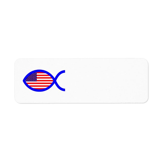 Etiqueta Símbolo de Peixe Cristão de Bandeira Americana (Frente)
