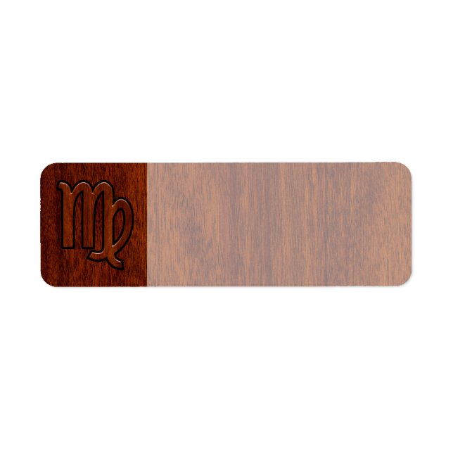 Etiqueta Símbolo de Virgem no estilo madeira de Mahogany (Frente)