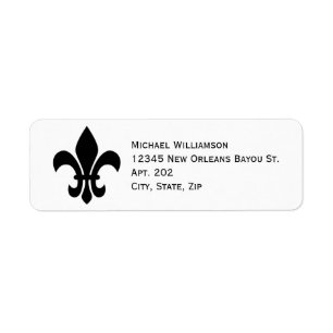 Etiqueta Símbolo New Orleans Fleur de Lis Black Personaliz