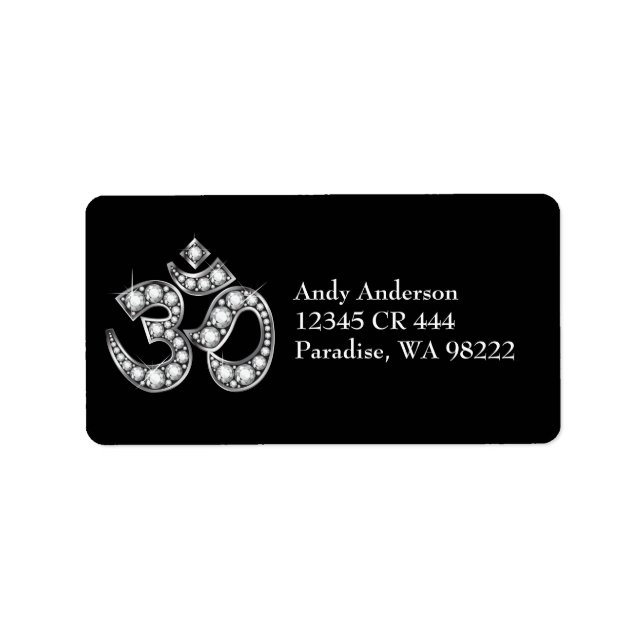Etiqueta Símbolo Om com Pedras "Diamond" (Frente)