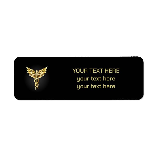 Etiqueta Símbolo Poligonal Dourado Caduceus (Frente)