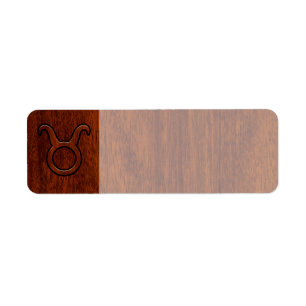 Etiqueta Símbolo Taurus Zodiac em Mahogany Style impressão