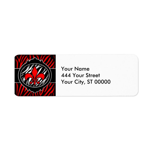 Etiqueta símbolo vermelho-zebra flur de lis (Frente)