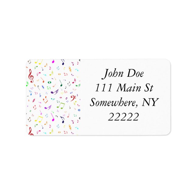 Etiqueta Símbolos Musicais em Cores Arco-Íris (Frente)