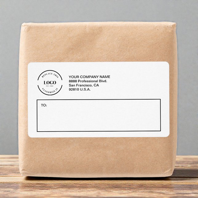 Etiqueta Simple Custom logo Business Return Address  (Customizable Return address shipping label with logo.)