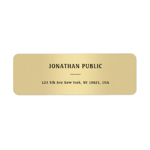 Etiqueta Simple Elegant Gold Look Minimalist Return Address