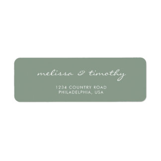 Etiqueta Simple Minimalist Sage Green Wedding Address