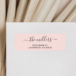 Etiqueta Simple Modern Handwritten Family Blush Pink