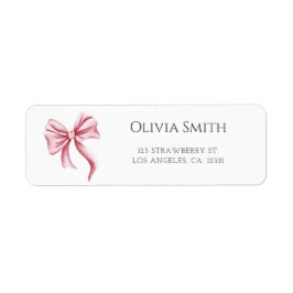 Etiqueta Simple Pink Bow Return Address