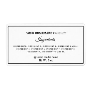 Etiqueta Simple plain black and white ingredients label