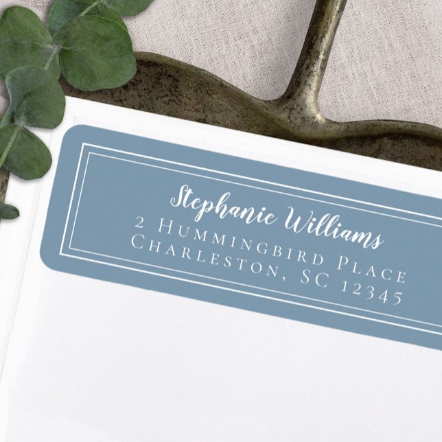 Etiqueta Simples Casamento RSVP Dusty Azul e Branco (Simple Wedding RSVP Dusty Blue and White Label)