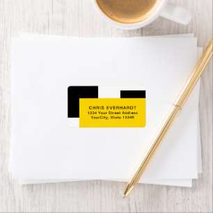 Etiqueta Simples Cor Moderna Bloco Amarelo Branco e Preto