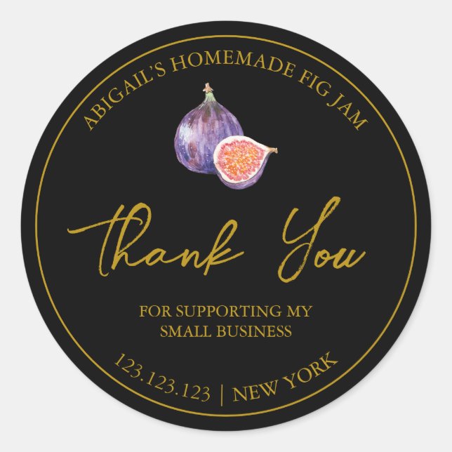 Etiqueta Simples de Fig Jam - Obrigado (Frente)