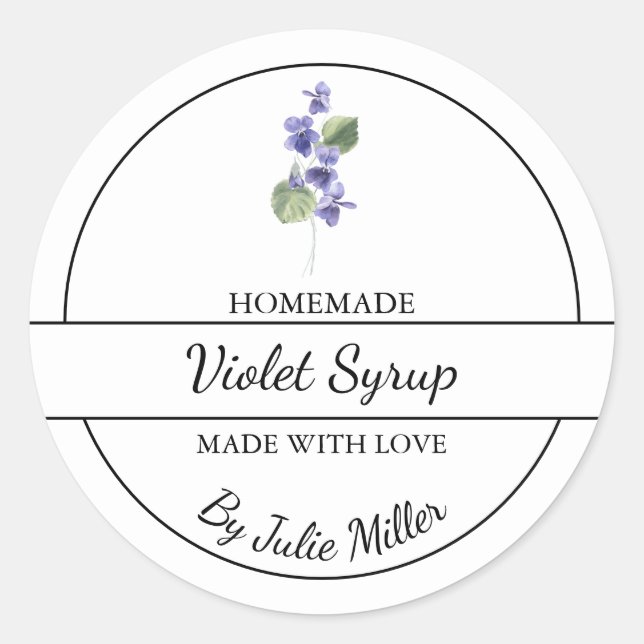 Etiqueta Simples de Xarope Violeta Homemade (Frente)