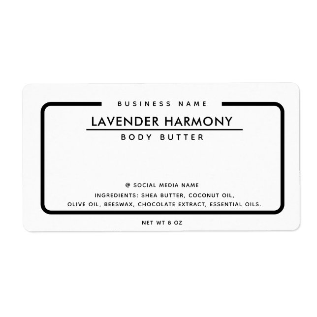 Etiqueta Simples e elegante branco preto moderno minimalist (Frente)