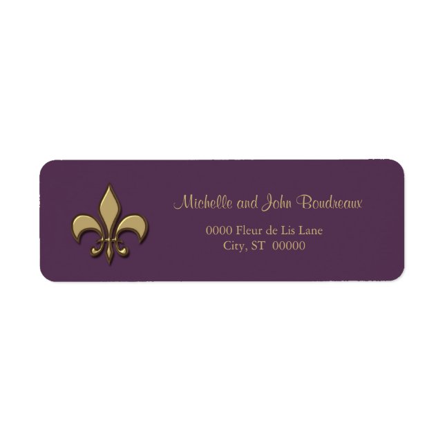 Etiqueta Simples Elegância Dourada Fleur de Lis (Frente)