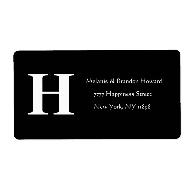 Etiqueta Simples Elegante Monograma Branco Branco Monograma (Frente)