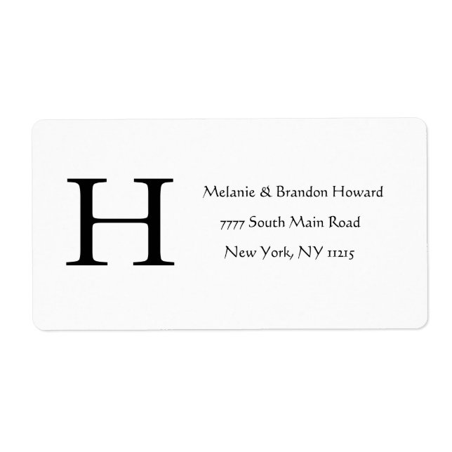 Etiqueta Simples Elegante Monograma Branco Branco Monograma (Frente)