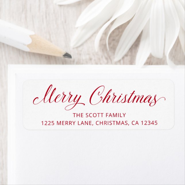 Etiqueta Simples Elegante - Script Vermelho Moderno Natal (Insitu)