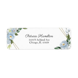 Etiqueta Simples Flores Azuis Empoeiradas Geométricas Linda