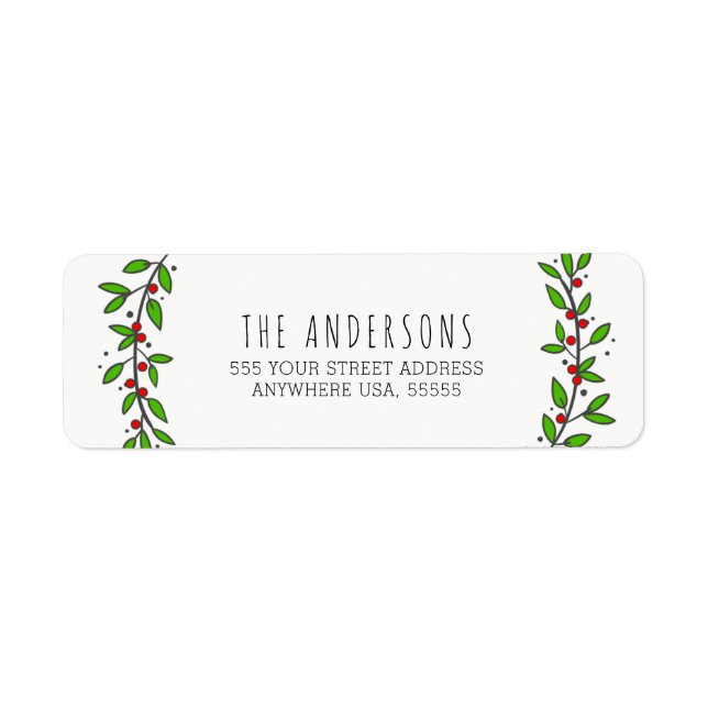 Etiqueta Simples Joy Wreath Moderno Natal (Frente)