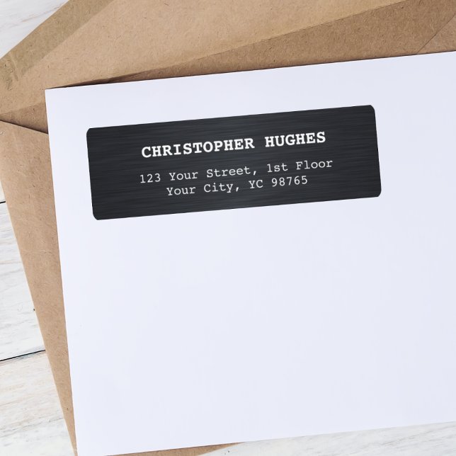 Etiqueta Simples negócio preto metálico preto e elegante (Criador carregado)