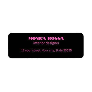 Etiqueta Simples profissional Neon Pink Preto