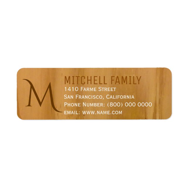 Etiqueta simples rustic & clean, nome da família (Frente)