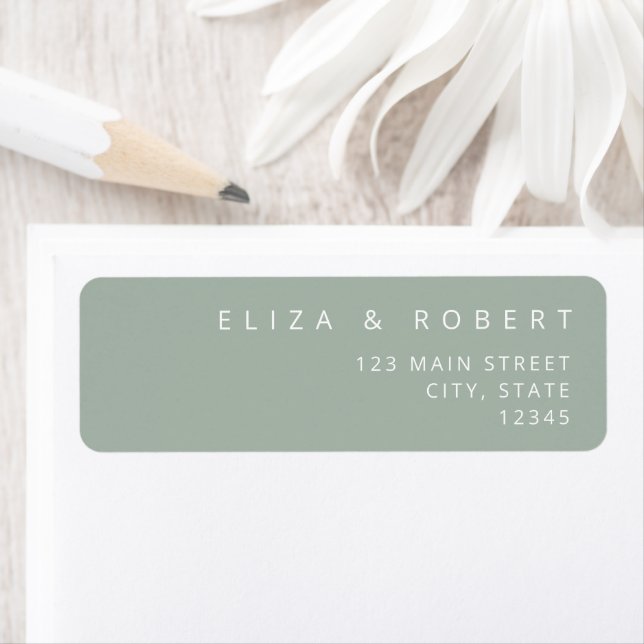 Etiqueta Simples Sage Green Wedding Address (Insitu)
