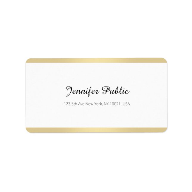 Etiqueta Simples Script Manuscrito Branco E Dourado Elegant (Frente)