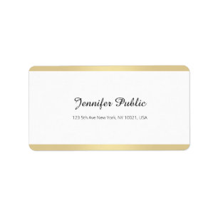Etiqueta Simples Script manuscrito branco esbelto e Dourado
