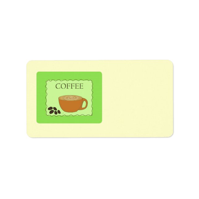 Etiqueta Sinal de Café Verde com Feijões (Frente)