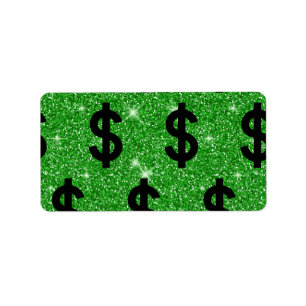 Etiqueta Sinal de Dólar Negro Money Empreendedor Wall Stree