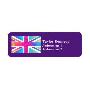Etiqueta Sinalizador de bandeira da União em aquarelas bril